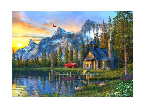 Sunset Log Cabin Art Print Dominic Davison Art Com