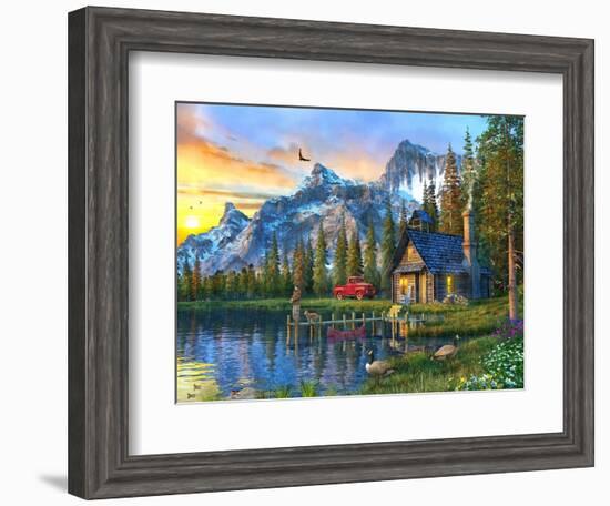 Sunset Log Cabin-Dominic Davison-Framed Art Print