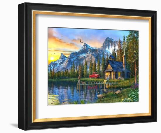 Sunset Log Cabin-Dominic Davison-Framed Art Print