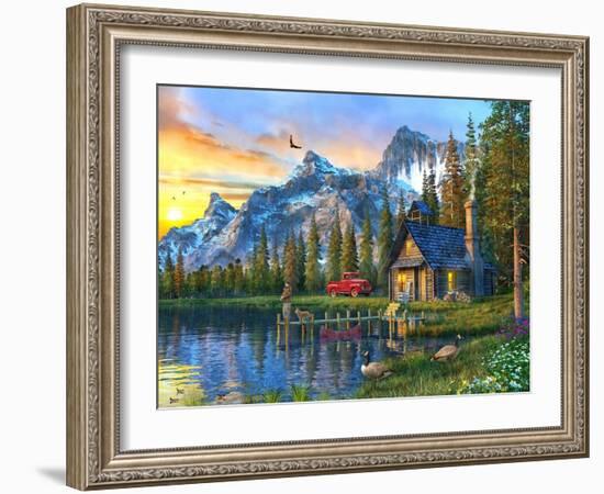 Sunset Log Cabin-Dominic Davison-Framed Art Print