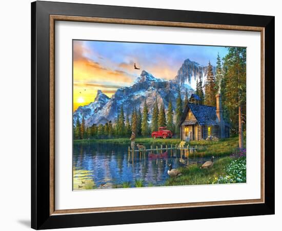 Sunset Log Cabin-Dominic Davison-Framed Art Print