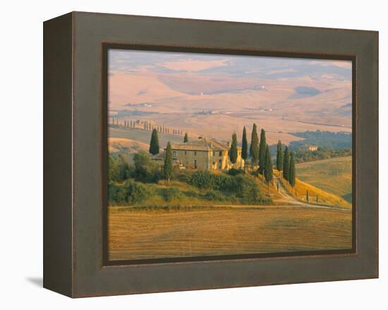 Sunset Near San Quirico D'Orcia, Val D'Orcia, Siena Province, Tuscany, Italy, Europe-Sergio Pitamitz-Framed Premier Image Canvas