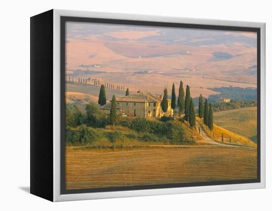 Sunset Near San Quirico D'Orcia, Val D'Orcia, Siena Province, Tuscany, Italy, Europe-Sergio Pitamitz-Framed Premier Image Canvas