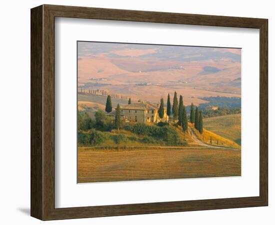 Sunset Near San Quirico D'Orcia, Val D'Orcia, Siena Province, Tuscany, Italy, Europe-Sergio Pitamitz-Framed Photographic Print