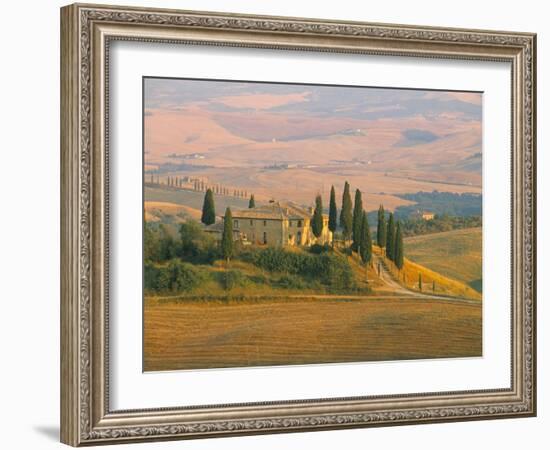 Sunset Near San Quirico D'Orcia, Val D'Orcia, Siena Province, Tuscany, Italy, Europe-Sergio Pitamitz-Framed Photographic Print