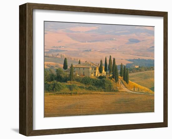 Sunset Near San Quirico D'Orcia, Val D'Orcia, Siena Province, Tuscany, Italy, Europe-Sergio Pitamitz-Framed Photographic Print