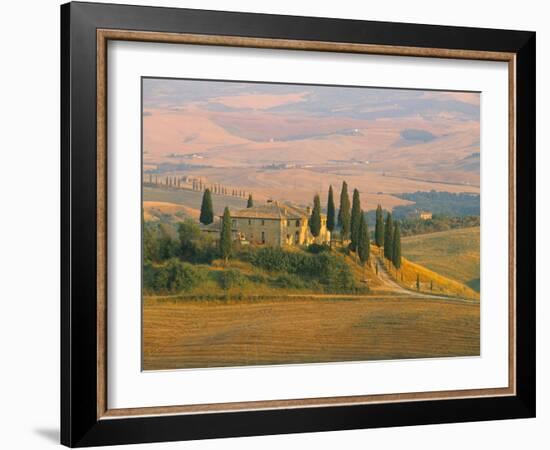 Sunset Near San Quirico D'Orcia, Val D'Orcia, Siena Province, Tuscany, Italy, Europe-Sergio Pitamitz-Framed Photographic Print