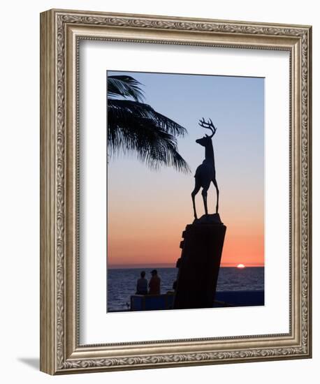 Sunset Near the Deer Monument at the Olas Altas, Mazatlan, Mexico-Charles Sleicher-Framed Photographic Print