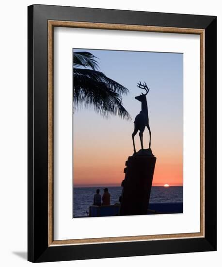 Sunset Near the Deer Monument at the Olas Altas, Mazatlan, Mexico-Charles Sleicher-Framed Photographic Print