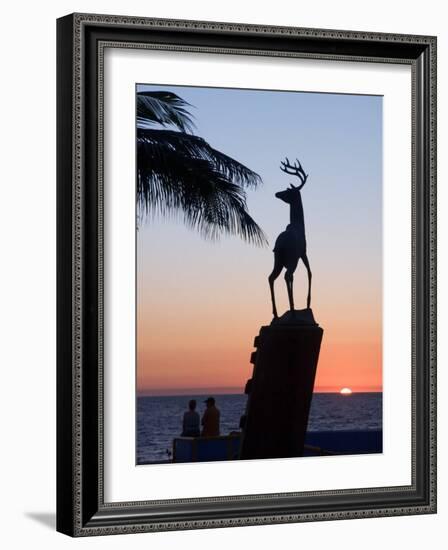 Sunset Near the Deer Monument at the Olas Altas, Mazatlan, Mexico-Charles Sleicher-Framed Photographic Print