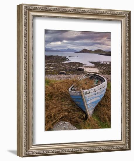 Sunset, Old Blue Fishing Boat, Inverasdale, Loch Ewe, Wester Ross, North West Scotland-Neale Clarke-Framed Photographic Print