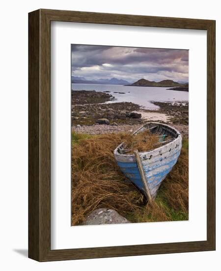 Sunset, Old Blue Fishing Boat, Inverasdale, Loch Ewe, Wester Ross, North West Scotland-Neale Clarke-Framed Photographic Print