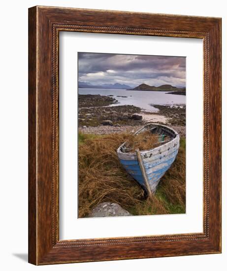 Sunset, Old Blue Fishing Boat, Inverasdale, Loch Ewe, Wester Ross, North West Scotland-Neale Clarke-Framed Photographic Print