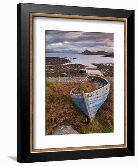 Sunset, Old Blue Fishing Boat, Inverasdale, Loch Ewe, Wester Ross, North West Scotland-Neale Clarke-Framed Photographic Print