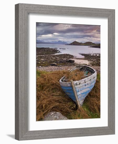 Sunset, Old Blue Fishing Boat, Inverasdale, Loch Ewe, Wester Ross, North West Scotland-Neale Clarke-Framed Photographic Print