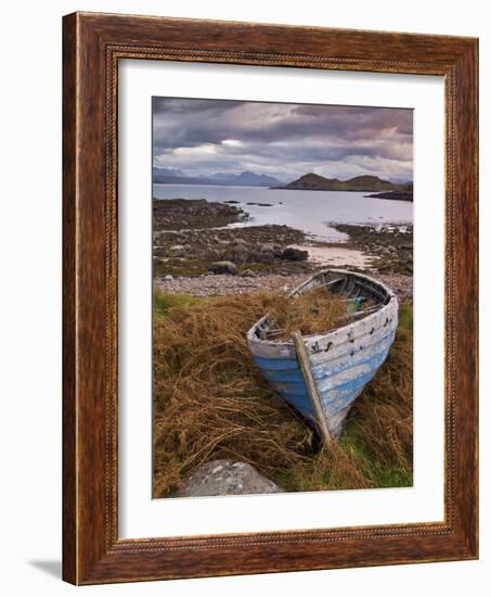 Sunset, Old Blue Fishing Boat, Inverasdale, Loch Ewe, Wester Ross, North West Scotland-Neale Clarke-Framed Photographic Print