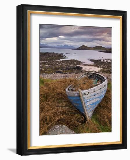 Sunset, Old Blue Fishing Boat, Inverasdale, Loch Ewe, Wester Ross, North West Scotland-Neale Clarke-Framed Photographic Print