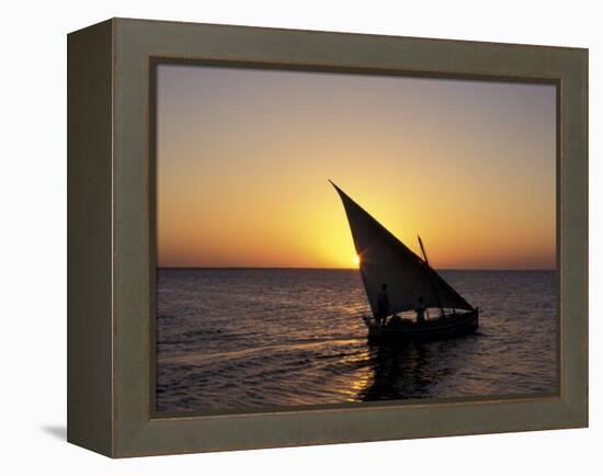 Sunset on a Felucca Fishing Boat, Tunisia-Michele Molinari-Framed Premier Image Canvas