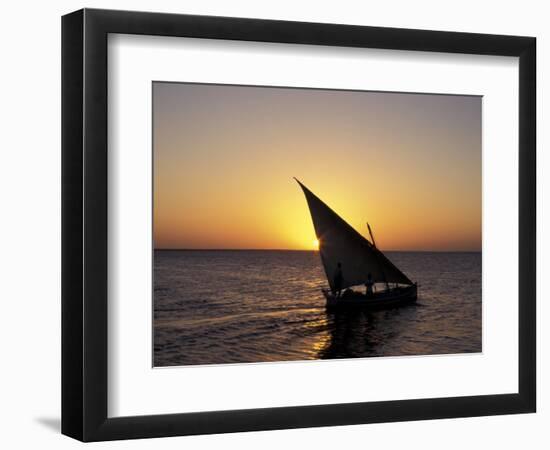 Sunset on a Felucca Fishing Boat, Tunisia-Michele Molinari-Framed Photographic Print