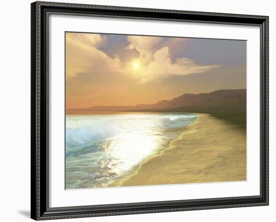 Sunset On a Quiet Peaceful Beach with Gorgeous Water-Stocktrek Images-Framed Photographic Print