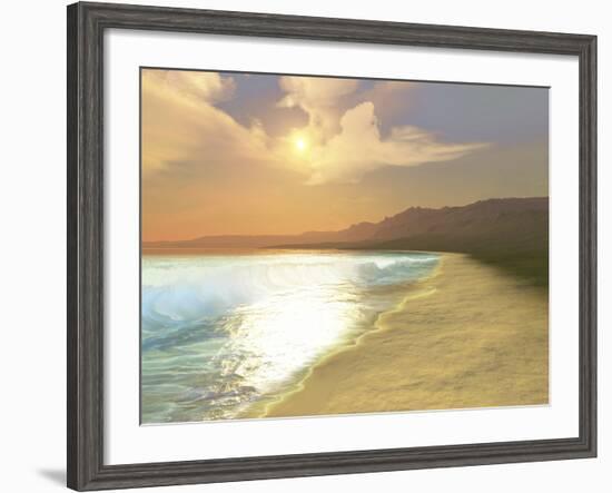 Sunset On a Quiet Peaceful Beach with Gorgeous Water-Stocktrek Images-Framed Photographic Print