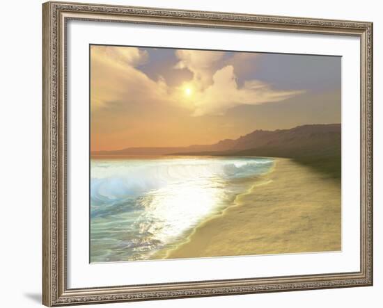 Sunset On a Quiet Peaceful Beach with Gorgeous Water-Stocktrek Images-Framed Photographic Print