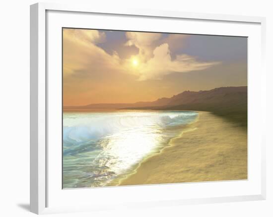 Sunset On a Quiet Peaceful Beach with Gorgeous Water-Stocktrek Images-Framed Photographic Print