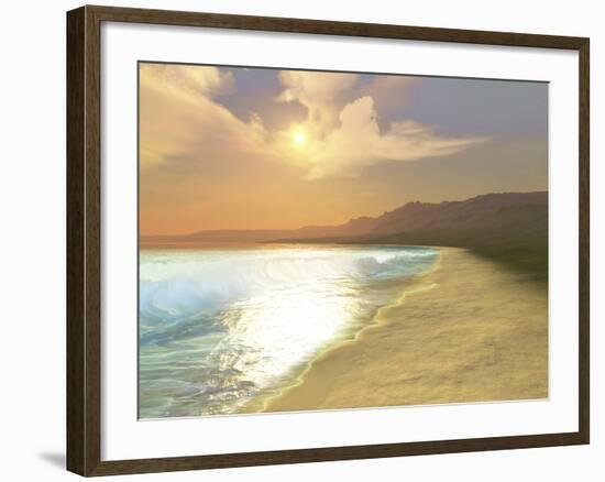 Sunset On a Quiet Peaceful Beach with Gorgeous Water-Stocktrek Images-Framed Photographic Print