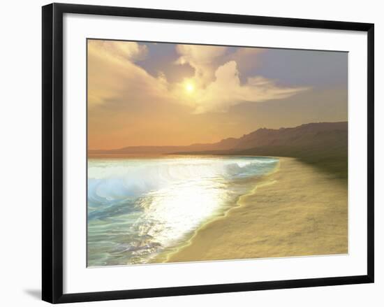 Sunset On a Quiet Peaceful Beach with Gorgeous Water-Stocktrek Images-Framed Photographic Print