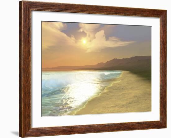 Sunset On a Quiet Peaceful Beach with Gorgeous Water-Stocktrek Images-Framed Photographic Print