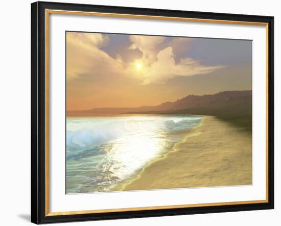 Sunset On a Quiet Peaceful Beach with Gorgeous Water-Stocktrek Images-Framed Photographic Print