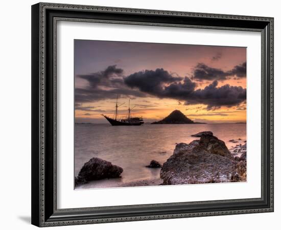 Sunset on Anchored Phinisi Schooner, Komodo National Park, Indonesia-Jones-Shimlock-Framed Photographic Print