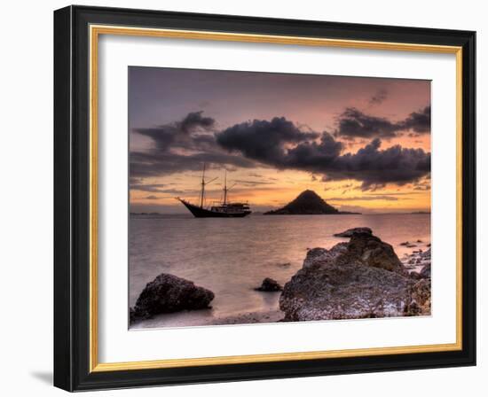 Sunset on Anchored Phinisi Schooner, Komodo National Park, Indonesia-Jones-Shimlock-Framed Photographic Print