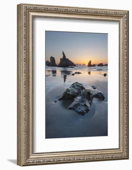 Sunset on Bandon Beach at low tide, Bandon,, Oregon-Alan Majchrowicz-Framed Photographic Print