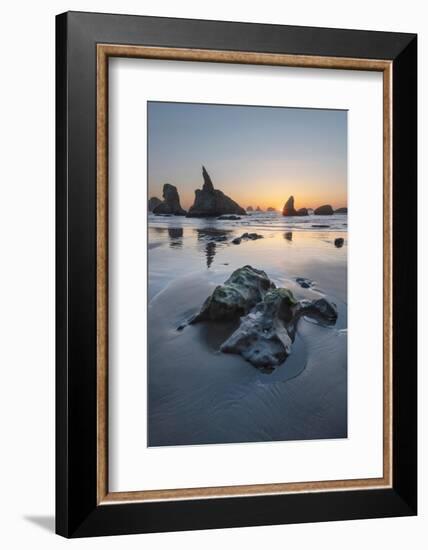 Sunset on Bandon Beach at low tide, Bandon,, Oregon-Alan Majchrowicz-Framed Photographic Print