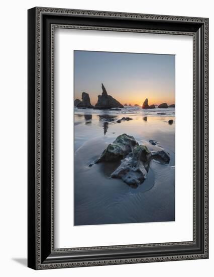Sunset on Bandon Beach at low tide, Bandon,, Oregon-Alan Majchrowicz-Framed Photographic Print