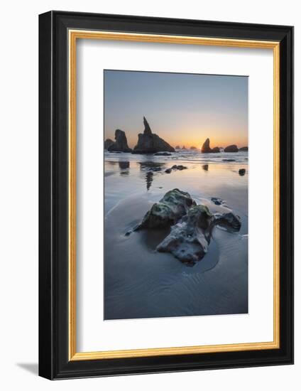 Sunset on Bandon Beach at low tide, Bandon,, Oregon-Alan Majchrowicz-Framed Photographic Print