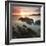 Sunset on Barricane Beach, Woolacombe, Devon, England. Summer-Adam Burton-Framed Photographic Print