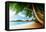 Sunset on Beach Anse Takamaka of Mahe Island, Seychelles-Iakov Kalinin-Framed Premier Image Canvas