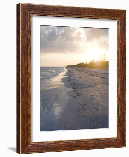 Sunset on Beach, Sanibel Island, Gulf Coast, Florida, United States of America, North America-Robert Harding-Framed Photographic Print