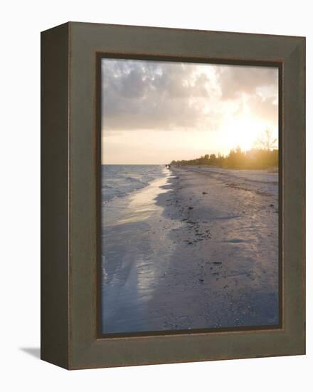 Sunset on Beach, Sanibel Island, Gulf Coast, Florida, United States of America, North America-Robert Harding-Framed Premier Image Canvas