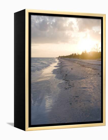 Sunset on Beach, Sanibel Island, Gulf Coast, Florida, United States of America, North America-Robert Harding-Framed Premier Image Canvas