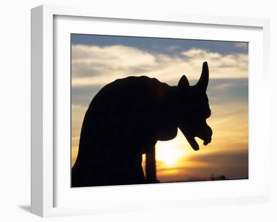 Sunset on Chimera of Notre Dame Cathedral, Paris, France-David Barnes-Framed Photographic Print