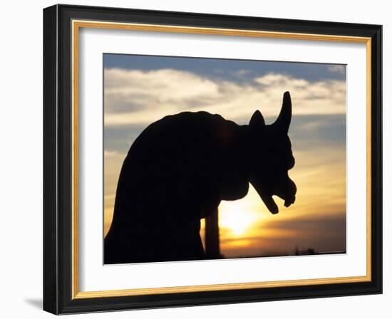 Sunset on Chimera of Notre Dame Cathedral, Paris, France-David Barnes-Framed Photographic Print