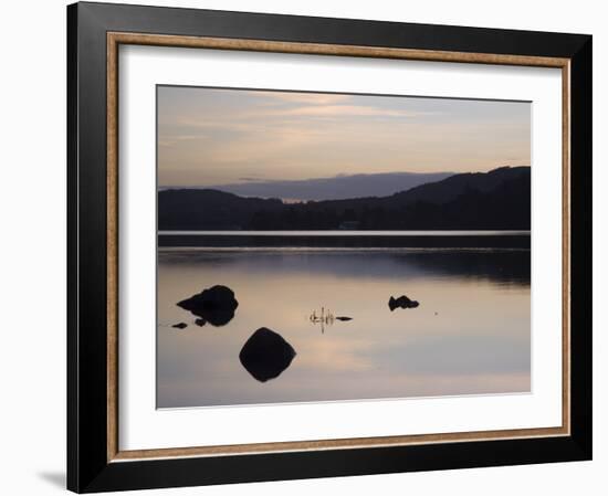 Sunset on Coniston Water in Autumn, Coniston, Lake District National Park, Cumbria, England-Pearl Bucknall-Framed Photographic Print