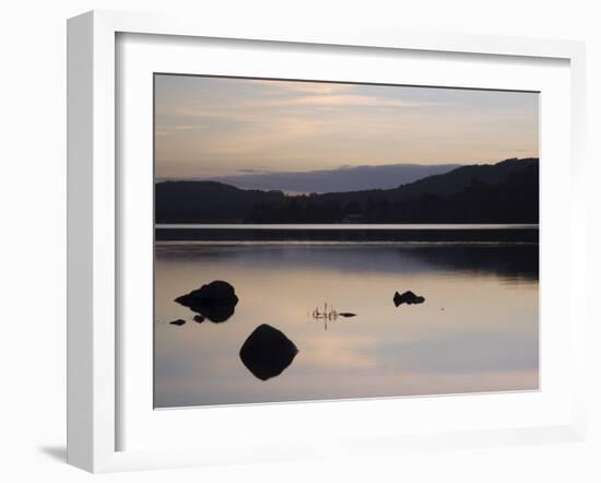 Sunset on Coniston Water in Autumn, Coniston, Lake District National Park, Cumbria, England-Pearl Bucknall-Framed Photographic Print
