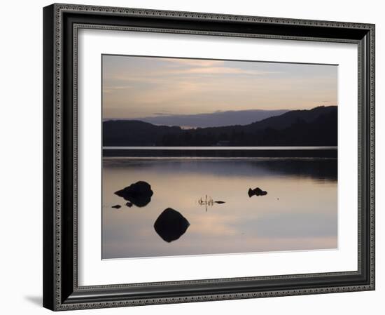 Sunset on Coniston Water in Autumn, Coniston, Lake District National Park, Cumbria, England-Pearl Bucknall-Framed Photographic Print