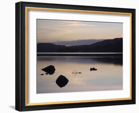 Sunset on Coniston Water in Autumn, Coniston, Lake District National Park, Cumbria, England-Pearl Bucknall-Framed Photographic Print