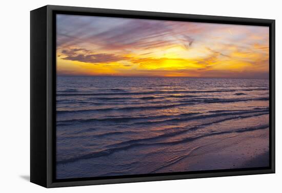 Sunset on Crescent Beach, Siesta Key, Sarasota, Florida, USA-Bernard Friel-Framed Premier Image Canvas