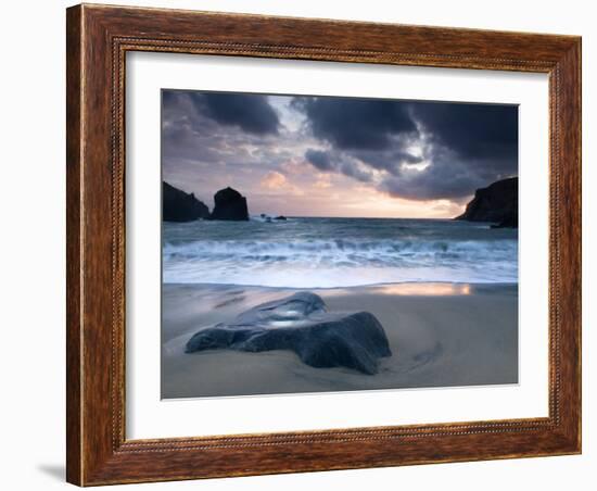 Sunset on Dalbeg Beach, Isle of Lewis, Hebrides, Scotland, UK-Nadia Isakova-Framed Photographic Print